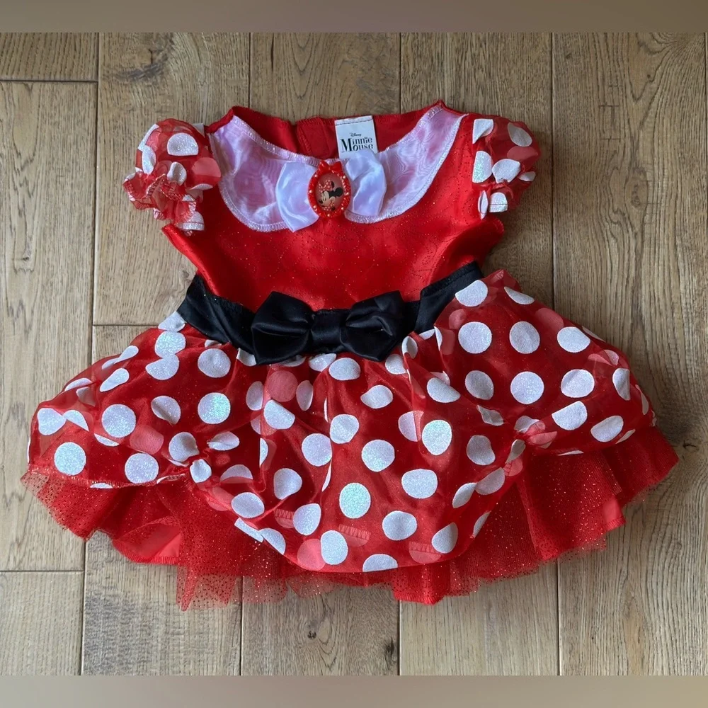 Disney Minnie Mouse Red Polka Dot Dress Up Halloween Costume size 2T